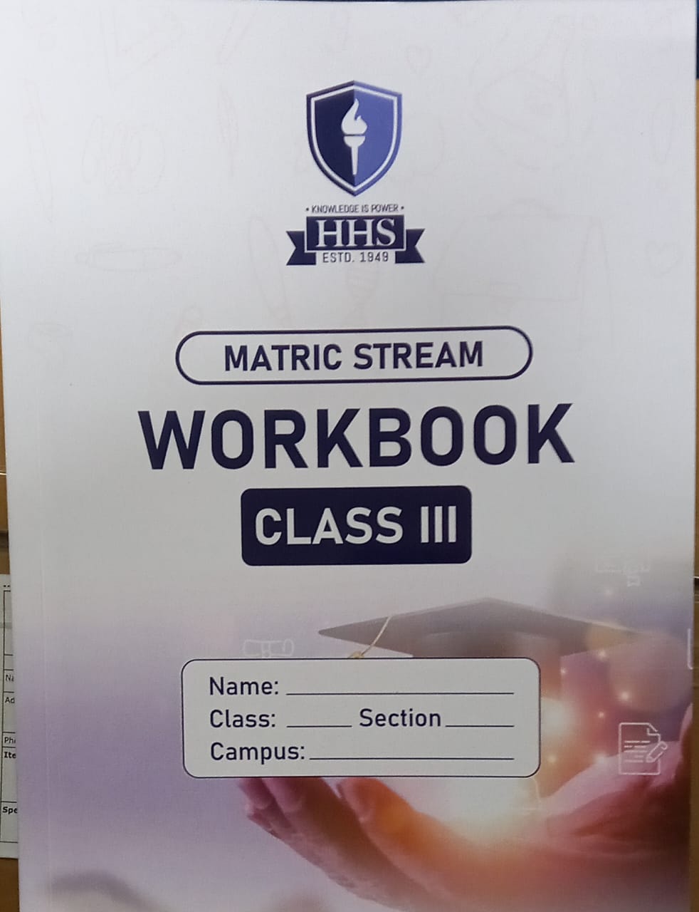 Class III Matric HHS workbook for multiple subjects