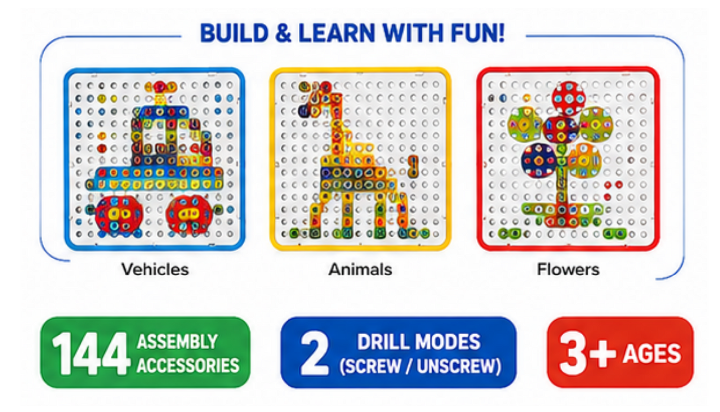 Magic Puzzle Plate – Educational Construction Set (144 Pieces)