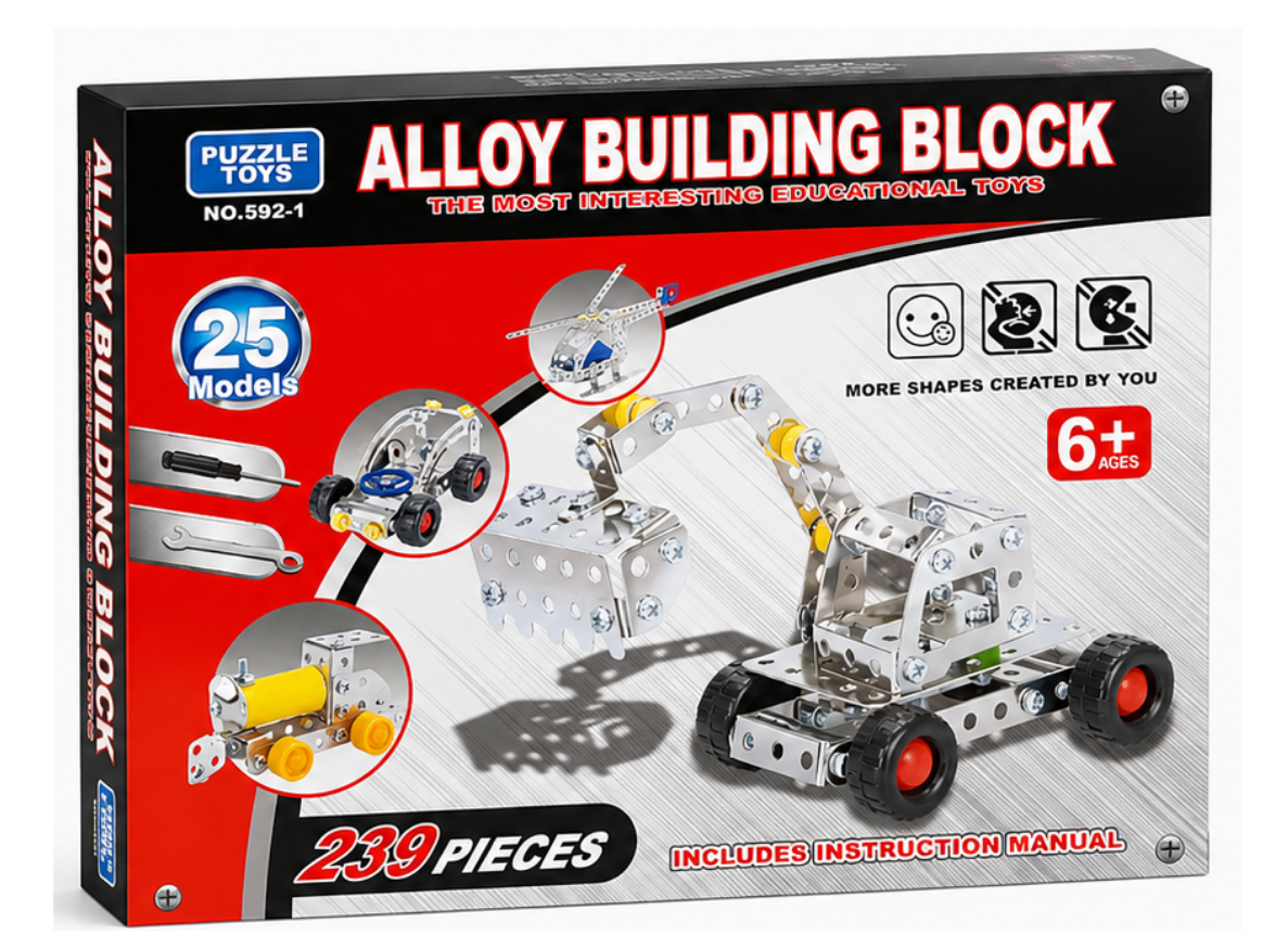 Alloy Building Block Construction Set – 239 Pieces