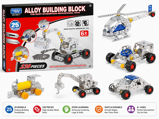 Alloy Building Block Construction Set – 239 Pieces