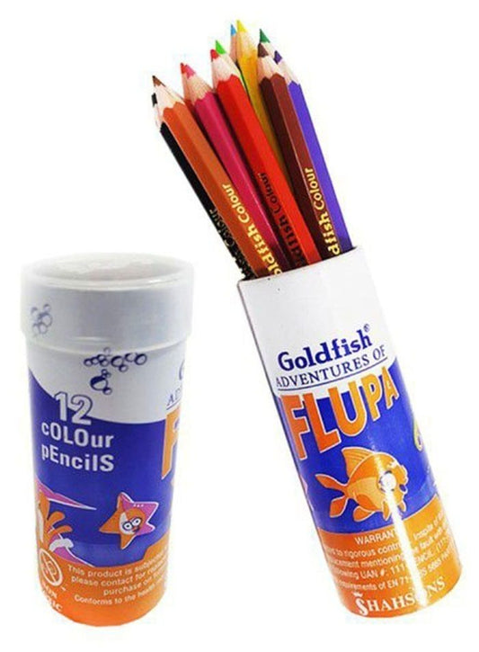 Goldfish 12 Half Size Color Pencils in Plastic Can